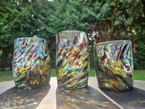Set of earthy multicolored glasses