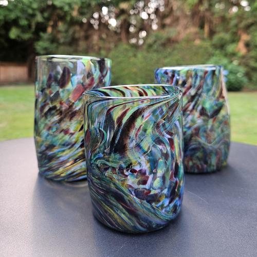 Set of earthy multicolored glasses