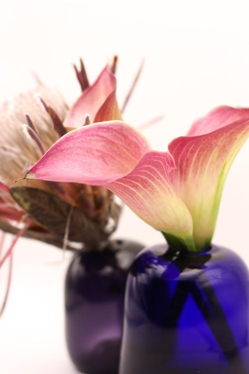 Two small vases with flowers
